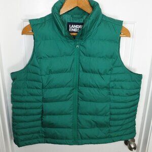 Lands End Puffer Vest Womens Down Insulated Full Zip Vibrant Green 1X (16W-18W)